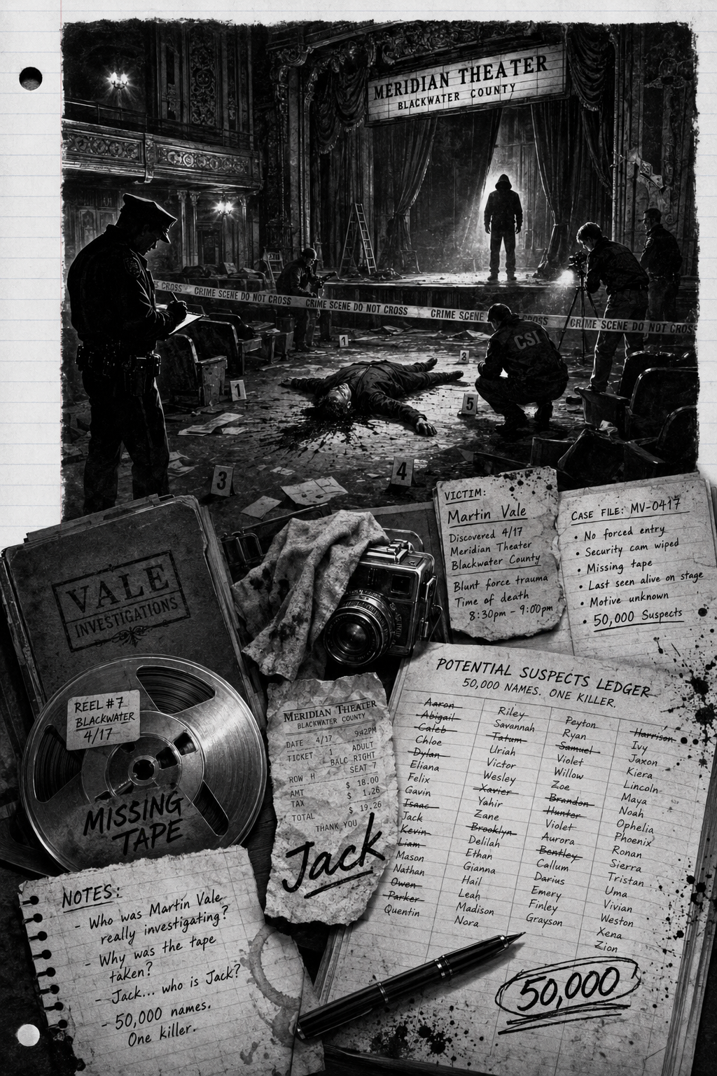 Meridian Theater crime scene illustration